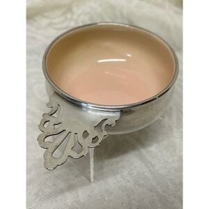 Vintage Reed & Barton 869 Silver Plated Porringer Baby Bowl Pink Enamel Lining